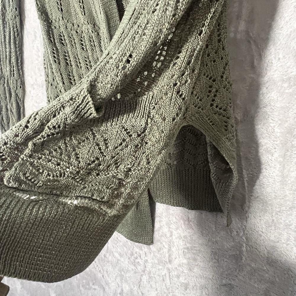 Hippie Rose Open Knit Open-front Cardigan Sweater Sz S Olive Green Boho Cottage - Picture 5 of 11